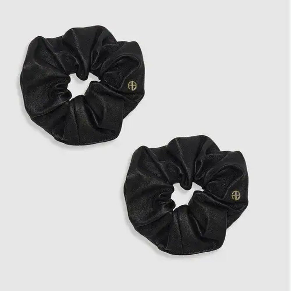 NEW - ANINE BING Black Leather hair Scrunchies (2)